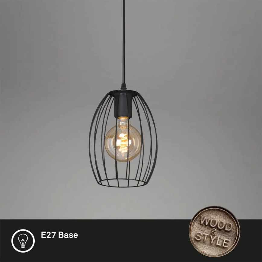 Karājoša lampa uz vada 1xE27/60W/230V, melna