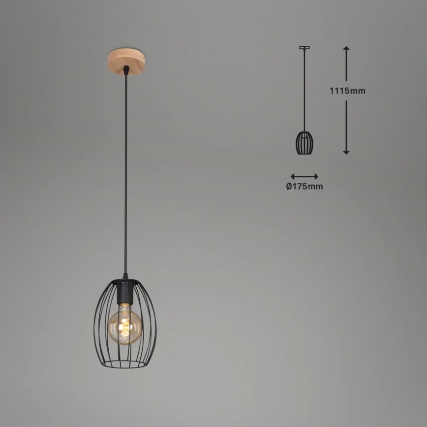 Karājoša lampa uz vada 1xE27/60W/230V, melna