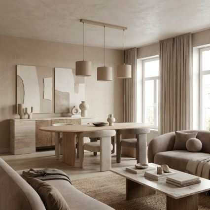Karājošā lustra ARDEN 3xE27/15W/230V, bēša