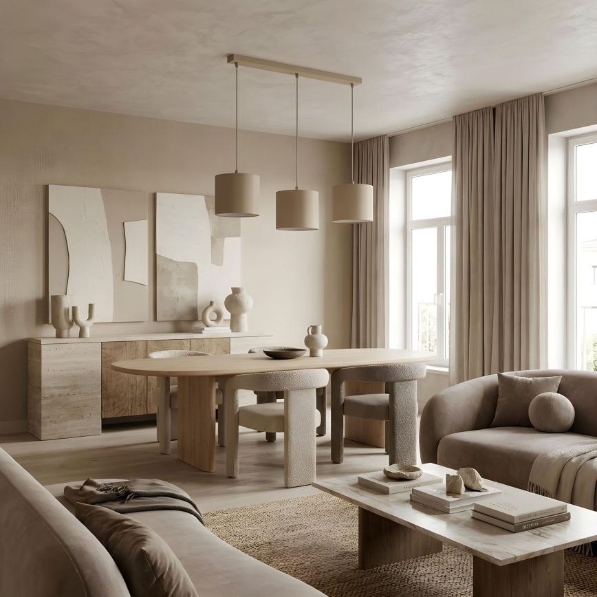 Karājošā lustra ARDEN 3xE27/15W/230V, bēša