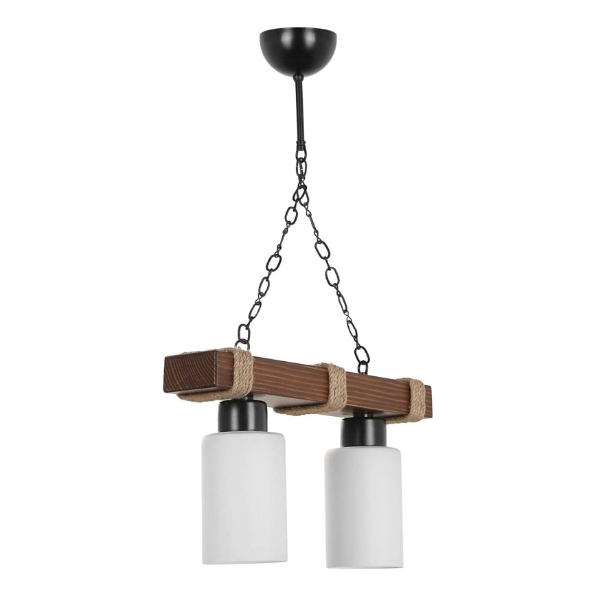 Karājoša lustra JASMIN ar ķēdi 2xE27/40W/230V brūna/balta
