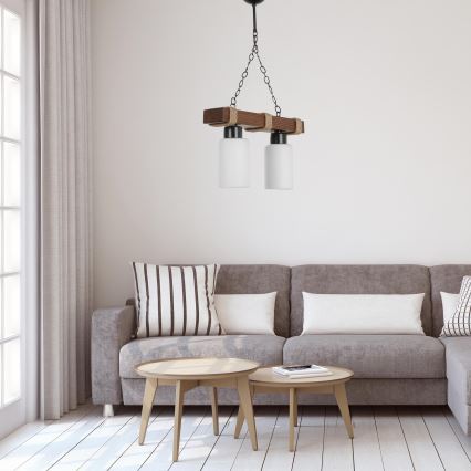 Karājoša lustra JASMIN ar ķēdi 2xE27/40W/230V brūna/balta