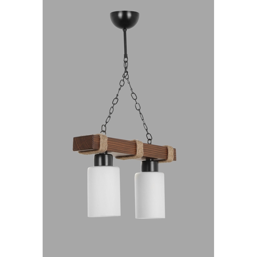 Karājoša lustra JASMIN ar ķēdi 2xE27/40W/230V brūna/balta