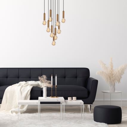 Karājoša lustra uz kabeļa TEMPO 9xE27/40W/230V zelta