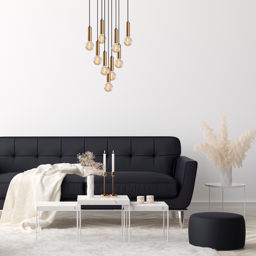 Karājoša lustra uz kabeļa TEMPO 9xE27/40W/230V zelta