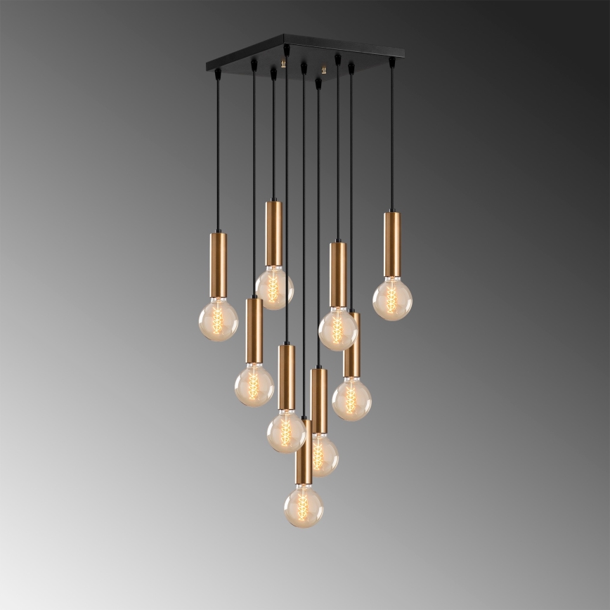 Karājoša lustra uz kabeļa TEMPO 9xE27/40W/230V zelta