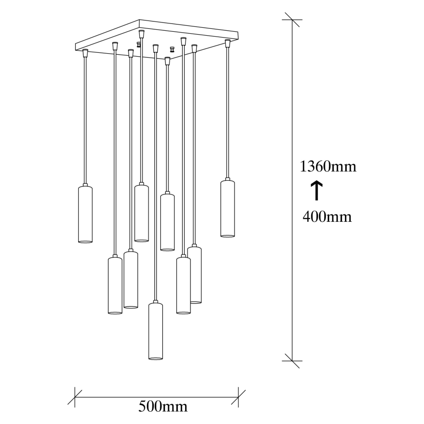 Karājoša lustra uz kabeļa TEMPO 9xE27/40W/230V zelta