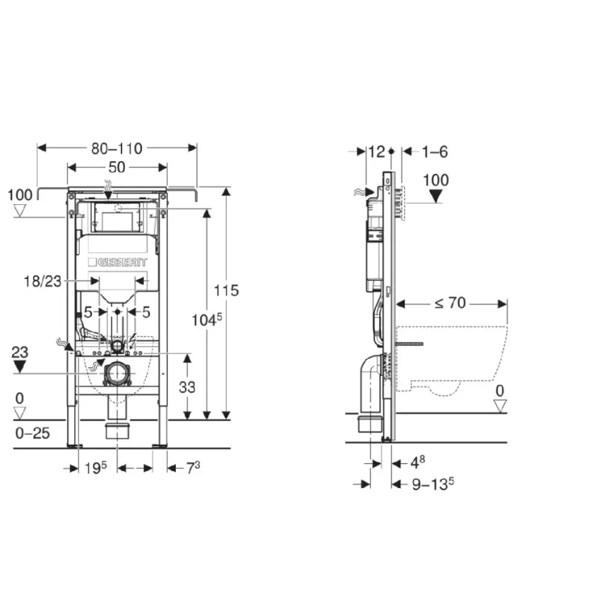Piekarināms WC ar bidē TISVILDELEJE 1600W/230V — komplektā tualetes sēdeklis SoftClose, SIGMA skalošanas poga, iebūvējamais modulis, izolācijas paliktnis un tālvadības pults
