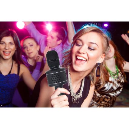 Karaoke mikrofons 6W/5V 1500 mAh Bluetooth melns