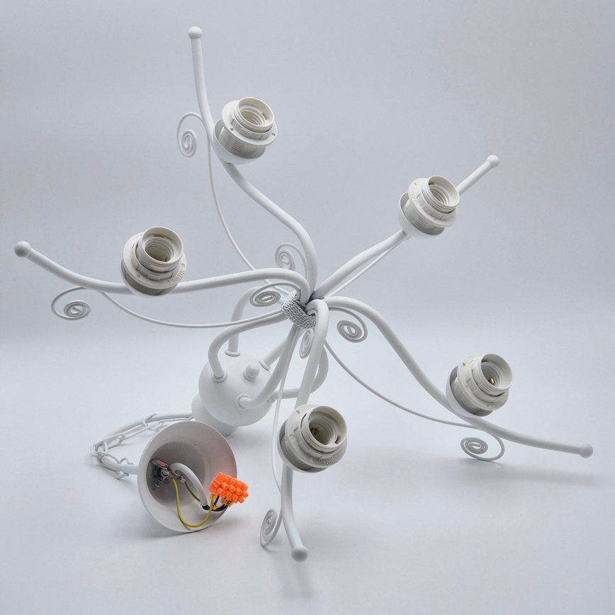 Ķēdē karājoša lustra RETRO II 5xE27/60W/230V balta