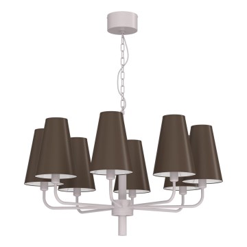 Ķēdē karājoša lustra TORTOLA 8xE14/15W/230V brūna/krēmkrāsa