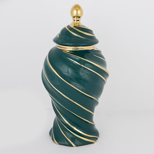 Keramikas burka 41x20 cm zelta/zaļa