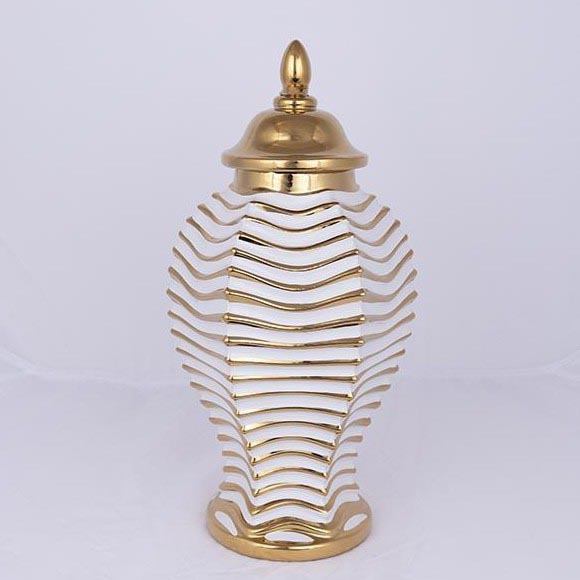 Keramikas burka 42,2x21,1 cm zelta/balta