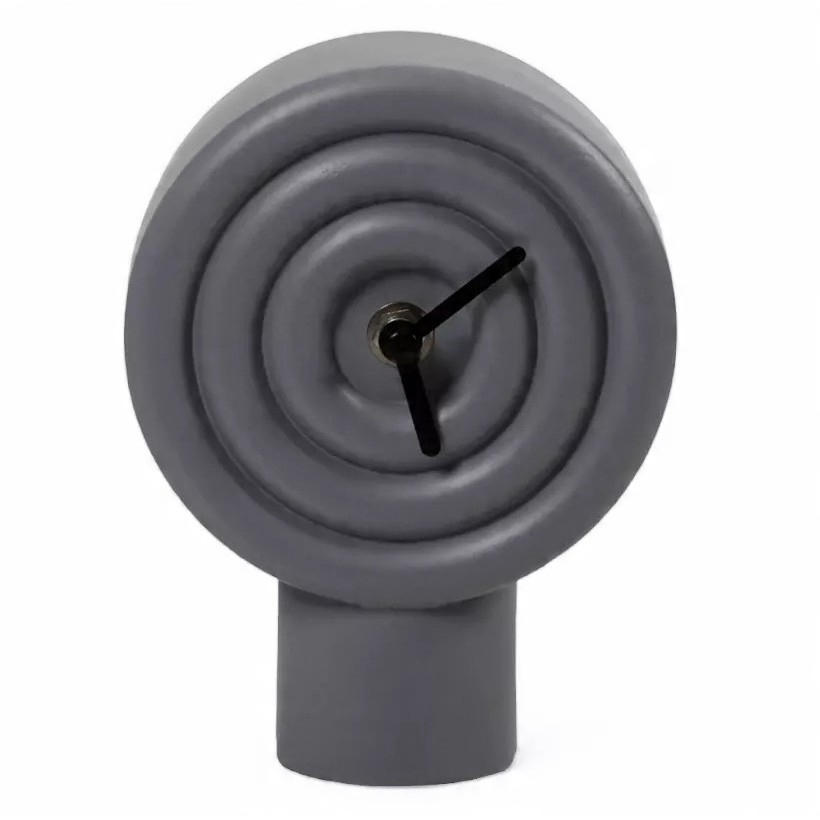 Keramikas galda pulkstenis, 16 cm, darbina 1x AA baterija, pelēks