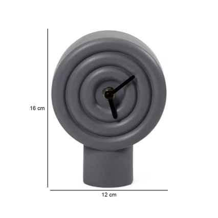Keramikas galda pulkstenis, 16 cm, darbina 1x AA baterija, pelēks