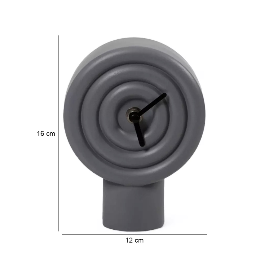 Keramikas galda pulkstenis, 16 cm, darbina 1x AA baterija, pelēks