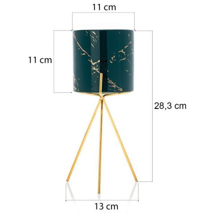 Keramikas puķu pods EMMA 28,3x13 cm zaļš/zelta