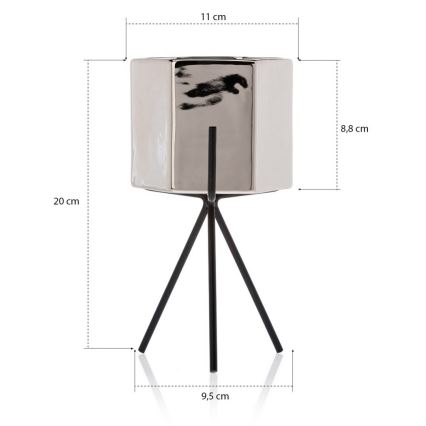 Keramikas puķu pods SASHI 20x11 cm sudraba