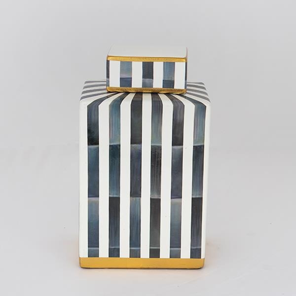Keramikas vāze 22x18x8 cm zila/balta