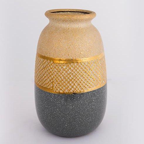 Keramikas vāze 25,5x15,5 cm zelta/pelēka