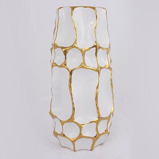 Keramikas vāze 31,5x15,5 cm zelta/balta