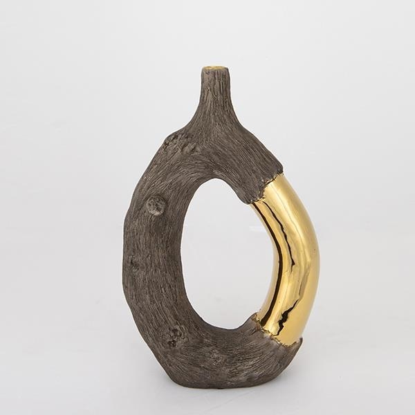 Keramikas vāze 31,5x20x8 cm brūna/zelta