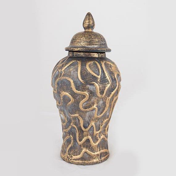 Keramikas vāze 33,5x16 cm zelta/pelēka