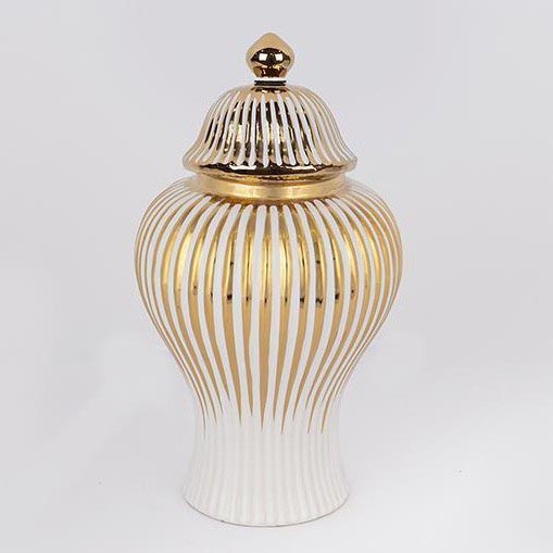Keramikas vāze 35x18,5 cm zelta/balta