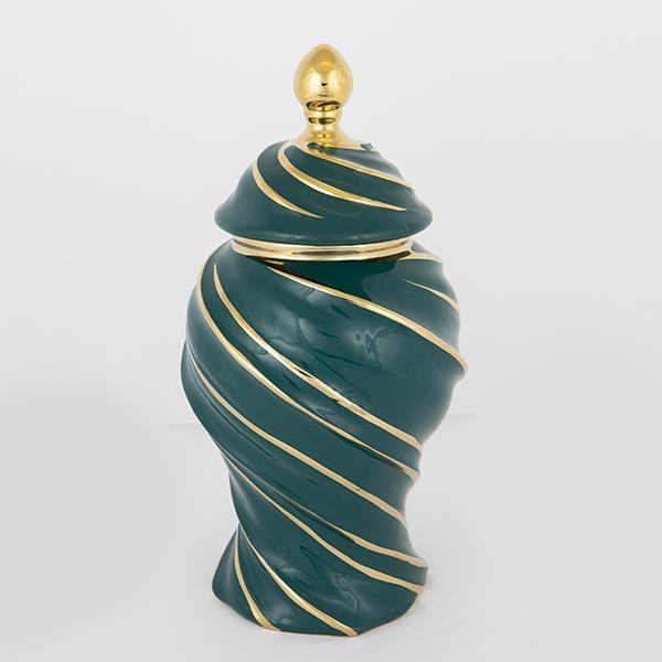 Keramikas vāze 35x18,5 cm zelta/zaļa