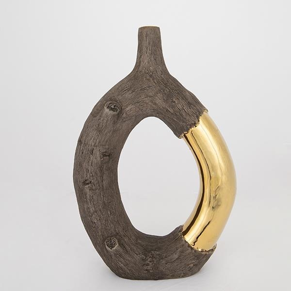 Keramikas vāze 38,5x26,5x9,5 cm brūna/zelta
