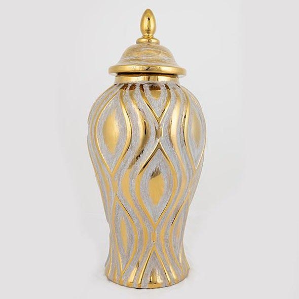 Keramikas vāze 42,6x18,8 cm zelta/sudraba