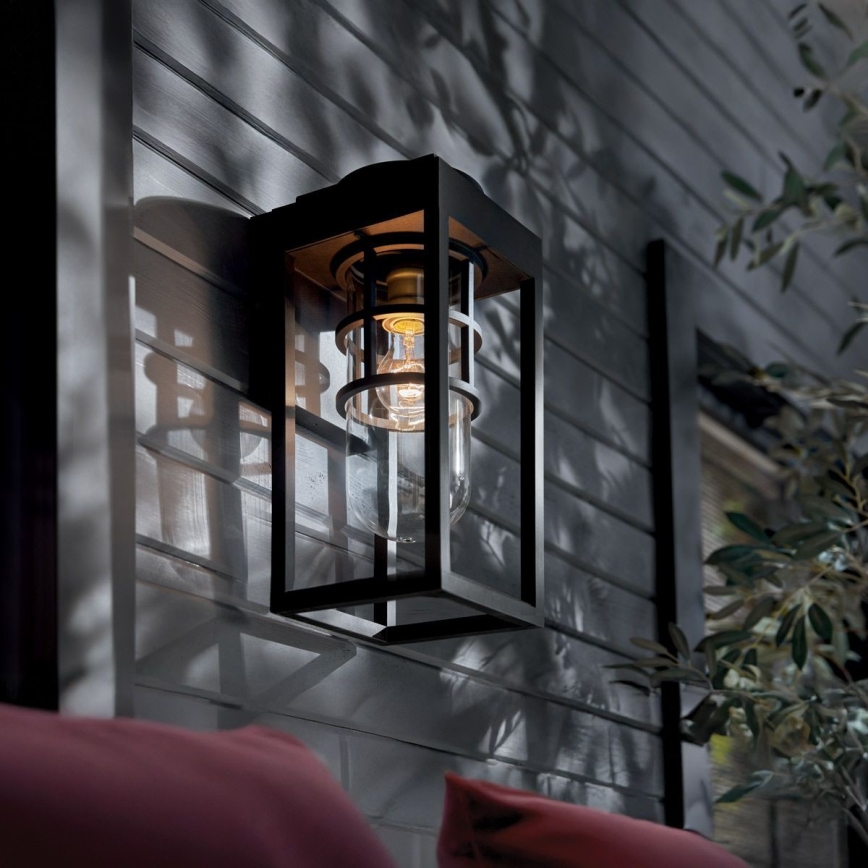 Kichler - Āra sienas gaismeklis HONE S 1xE27/60W/230V IP44 melns