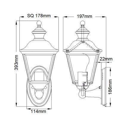 Kichler - Āra sienas lampa BAY SHORE 1xE27/60W/230V IP44