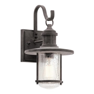 Kichler - Āra sienas lampa RIVERWOOD 1xE27/100W/230V IP44 antracīta