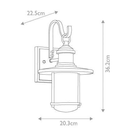 Kichler - Āra sienas lampa RIVERWOOD 1xE27/100W/230V IP44 antracīta