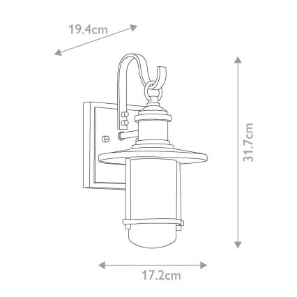 Kichler - Āra sienas lampa RIVERWOOD 1xE27/60W/230V IP44 antracīta