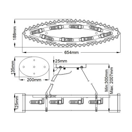 Kichler - LED Vannas istabas lustra ar auklu CRYSTAL SKYE 8xG9/3W/230V IP44