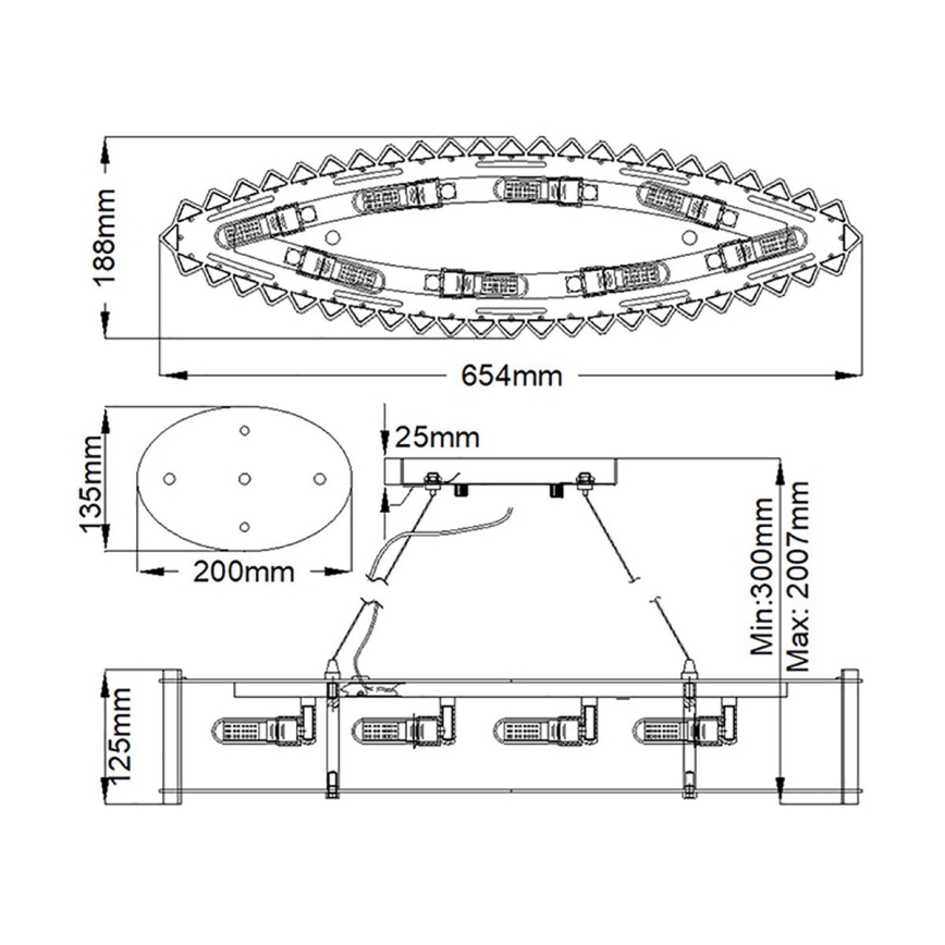 Kichler - LED Vannas istabas lustra ar auklu CRYSTAL SKYE 8xG9/3W/230V IP44