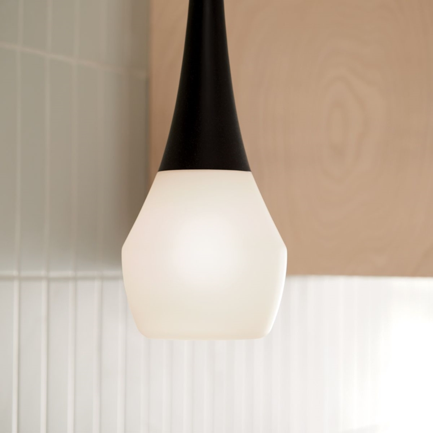 Kichler - DEELA griestu lustra ar stieni 1xE27/60W/230V Ø 17,8 cm melna