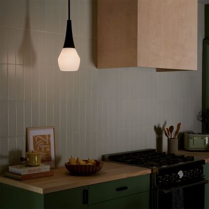 Kichler - DEELA griestu lustra ar stieni 1xE27/60W/230V Ø 17,8 cm melna