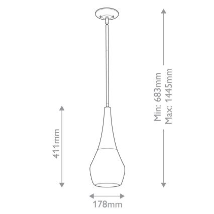 Kichler - Lustra ar stieni DEELA 1xE27/60W/230V d. 17,8 cm misiņš