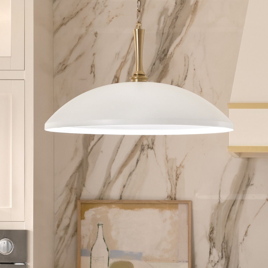 Kichler - Lustra ar ķēdi DELAROSA 1xE27/60W/230V balta/misiņš