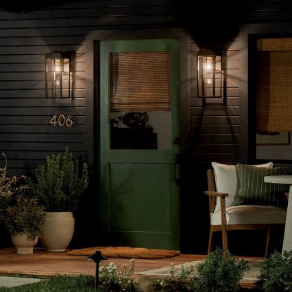 Kichler - Āra sienas gaismeklis HONE M 1xE27/60W/230V IP44 melns