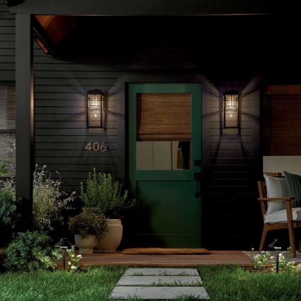 Kichler - Āra sienas gaismeklis HONE M 1xE27/60W/230V IP44 melns