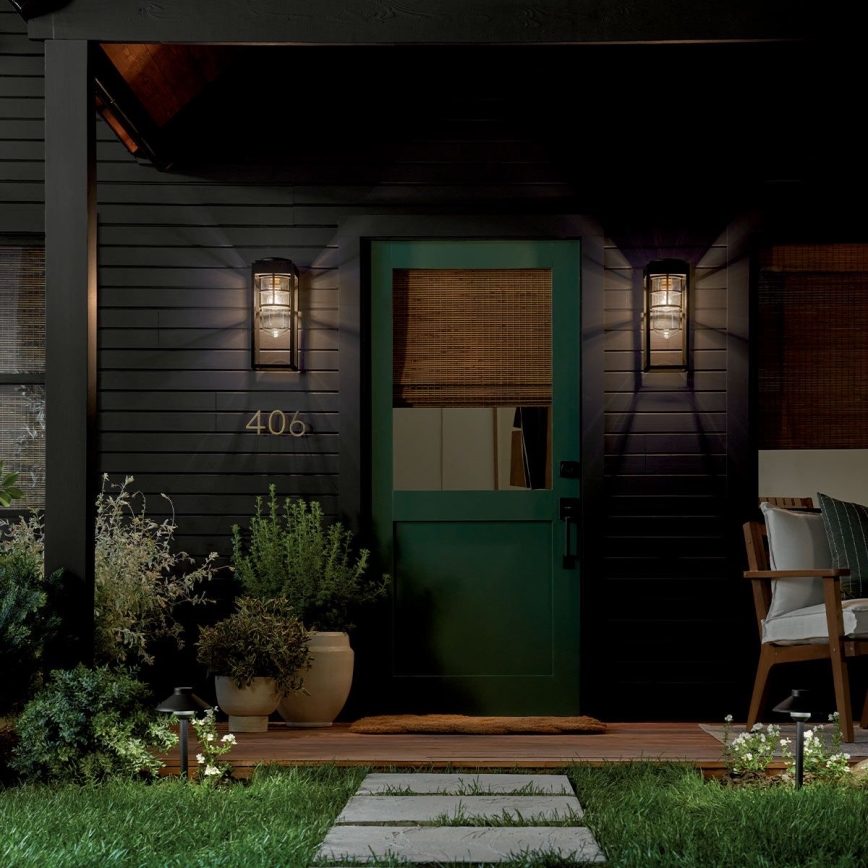 Kichler - Āra sienas gaismeklis HONE M 1xE27/60W/230V IP44 melns