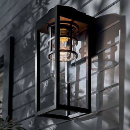 Kichler - Āra sienas lampa HONE 1xE27/60W/230V IP44 melna