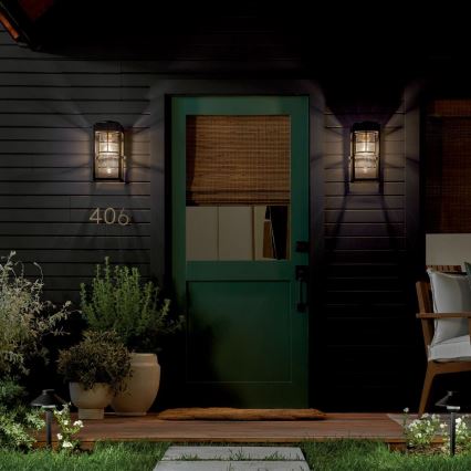 Kichler - Āra sienas gaismeklis HONE S 1xE27/60W/230V IP44 melns