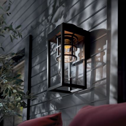 Kichler - Āra sienas lampa HONE 1xE27/60W/230V IP44 melna