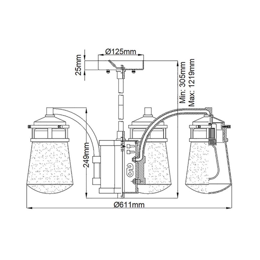 Kichler - Āra lustra ar stieni LYNDON 5xE27/60W/230V IP44