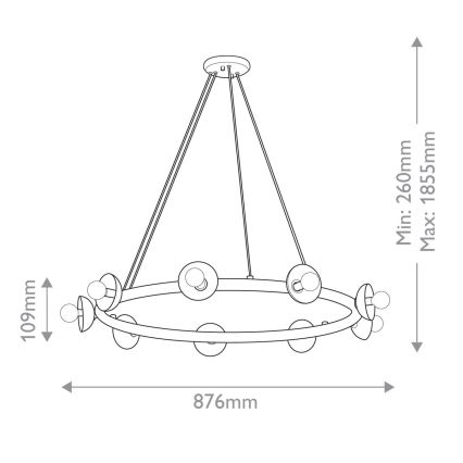 Kichler - lustra uz troses PALTA 9xE14/40W/230V zelta